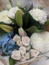 Load image into Gallery viewer, Hand tied bouquet Bold &amp; Bright, Soft &amp; Pretty, Vivid, White or Orange Tones
